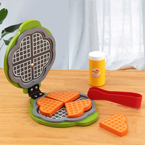 Children Simulation Kitchen Set Baby Wooden Food Cutting Pretend Play Toy Waffles