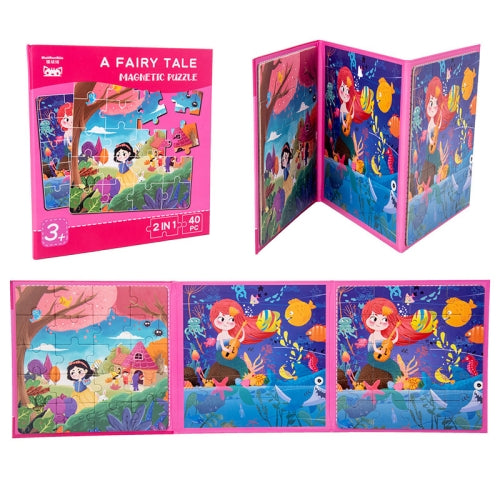 KBX-87 Children Education Cartoon 2 in 1 Magnetic Picture Puzzle Toy(Fairy Tales)