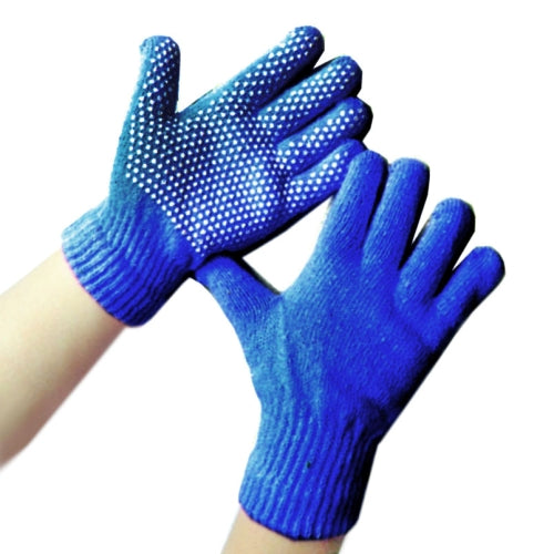 10 Pairs Plastic Granule Non-slip Full Finger Gloves Labor Gloves for Children, Size:9-12 Years Old(Blue)