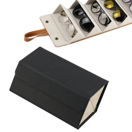 Multifunctional Jewelry Glasses Storage Box Small Grain PU Leather Handmade Glasses Case,Model: L6403 (Black)