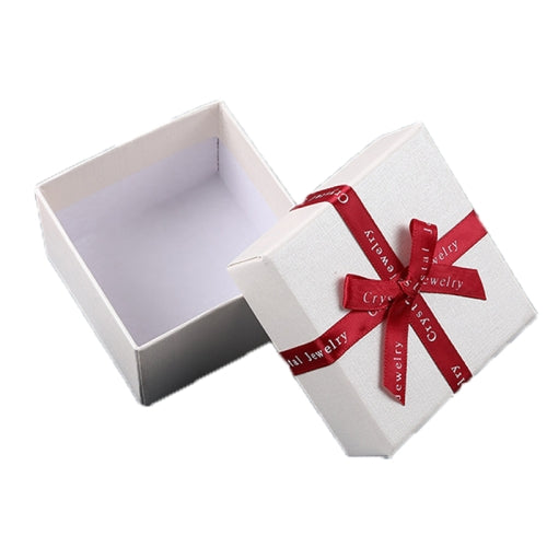 10 PCS Bowknot Jewelry Gift Box Square Jewelry Paper Packaging Box, Specification: 8x8x4.5cm(Creamy White)