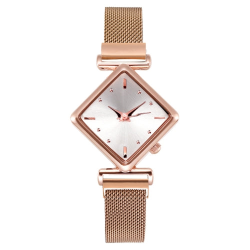 2 PCS Ladies Diamond Dial Quartz Watch, Colour: Rose Gold White