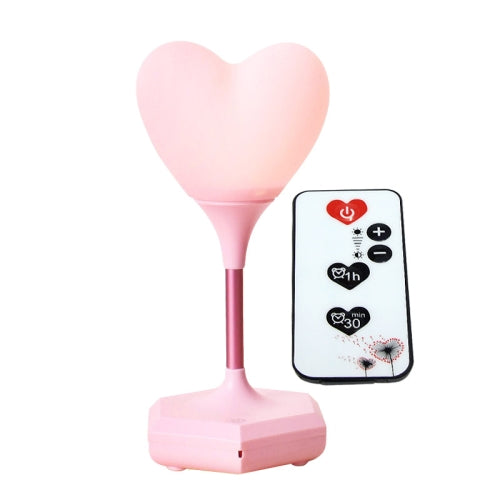 LED Heart-Shaped USB Rechargeable Night Light Three-Speed Remote Control Dimming Silicone Light, Style: 8007 Pink (Remote Control)