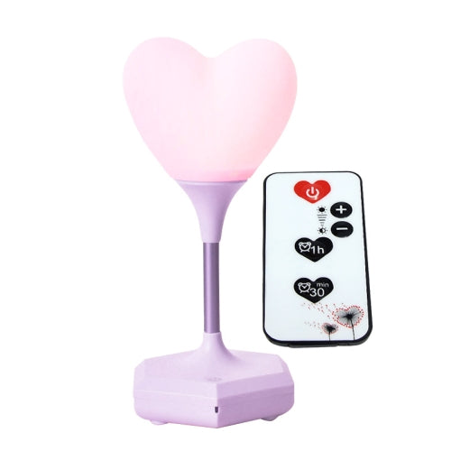 LED Heart-Shaped USB Rechargeable Night Light Three-Speed Remote Control Dimming Silicone Light, Style: 8007 Purple (Remote Control)