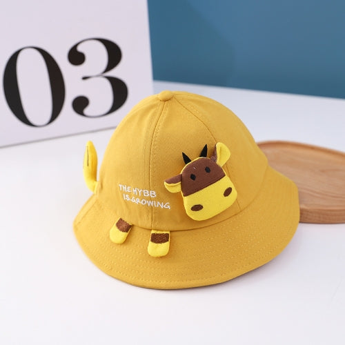 C0296 Little Cow Shape Baby Pot Hat Spring Children Wide Brim Fisherman Hat, Size: Around 50cm(Yellow)