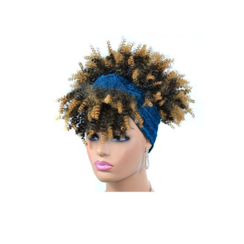 Headscarf Wig Black Gradient Small Curly Wig Explosive Headgear, Colour: 1.TJA1-1BT27#