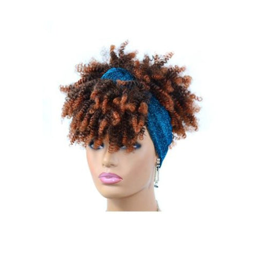 Headscarf Wig Black Gradient Small Curly Wig Explosive Headgear, Colour: 2.TJA1-1BT30#