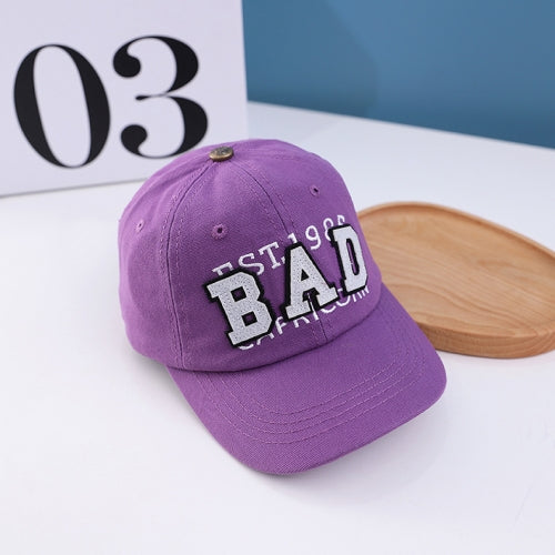 C0279 Letter Embroidery Pattern Children Baseball Cap Spring Children Wild Cap, Size: 52cm Adjustable(Purple)