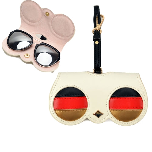 Cute And Funny PU Sunglasses Case Portable Glasses Case With Hanging Buckle, Colour: British Style (Stripe Contrast)