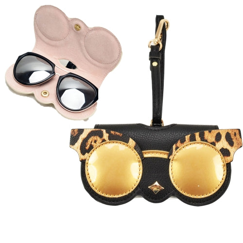 Cute And Funny PU Sunglasses Case Portable Glasses Case With Hanging Buckle, Colour: Leopard Print