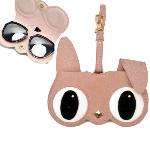 Cute And Funny PU Sunglasses Case Portable Glasses Case With Hanging Buckle, Colour: Cute Rabbit (Naked Pink)