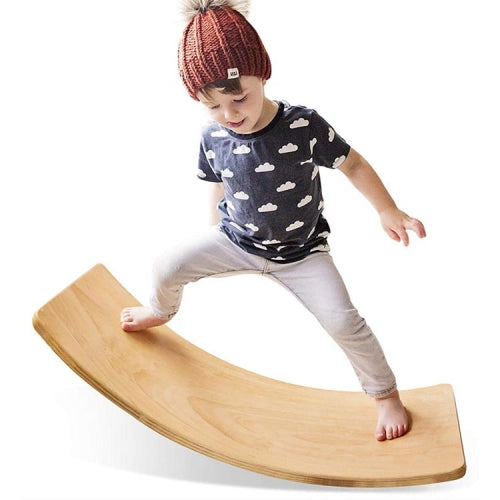 Children Educational Sense Integration Training Seesaw Sports Game Wooden Balance Board Yoga Practice Bending Board(Natural Beech)