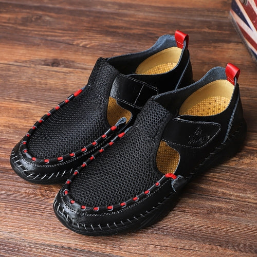 Men Summer Leather Toe Cap Outdoor Sandals Breathable Casual Shoes, Size: 39(Black)