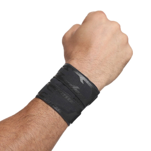 2 PCS Sports Breathable Leather Wristband Fitness Anti-Sprain Compression Strap (Black)