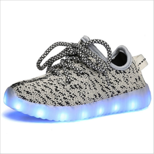 Low-Cut LED Colorful Fluorescent USB Charging Lace-Up Luminous Shoes For Children, Size: 31(Gray)