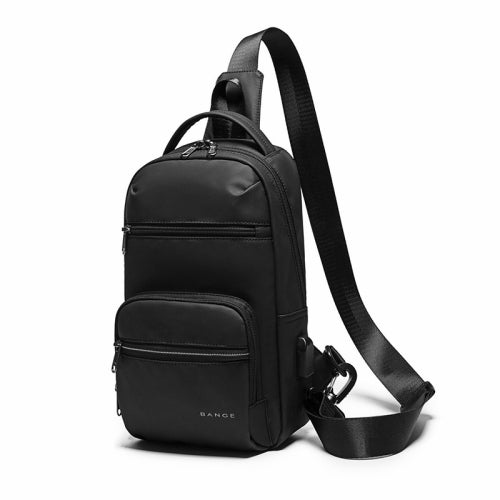 BANGE BG-8592 Men Chest Bag USB Multifunctional Leisure Messenger Bag with External USB Charging Port(Black)