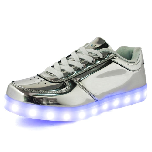 Gold And Silver Colorful Light Shoes LED Light-Up Shoes, Size: 40(Low-cut Silver)