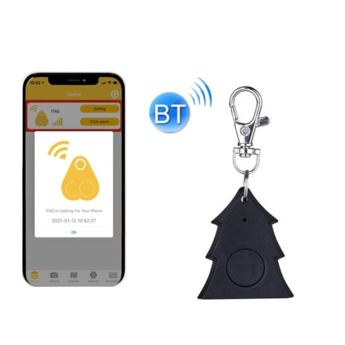 3 PCS Christmas Shape Bluetooth Anti-Lost Device Mobile Phone Bluetooth Two-Way Alarm Keychain Tracking Locator( Black )
