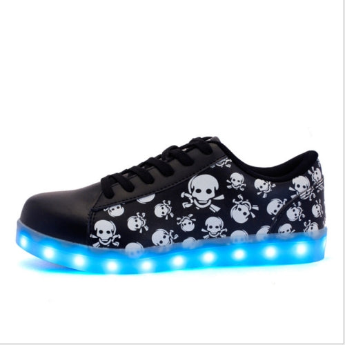 Skull Pattern USB Charging LED Flashing Shoes, Size: 43