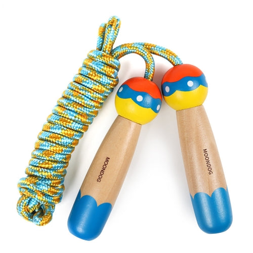 MOONDOG 3 Meters Wooden Cartoon Handle Children Skipping-Rope Toy Kindergarten Pupils Educational Sports Toy(Crude Wood )