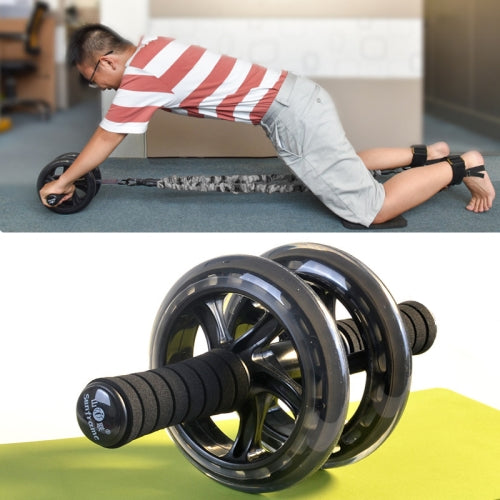 SHANLIAN PU Abdominal Wheel Double-Wheel Abdominal Wheel Mute Exercise Fitness Roller with Kneeling Pad(Big Wheel (Transparent Black))