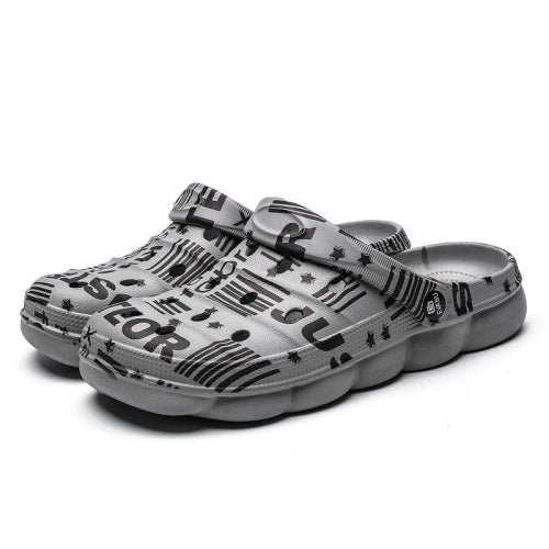 Spring And Summer Men EVA Casual Breathable Sandals Letter Beach Shoes Slippers, Size: 41(Gray)