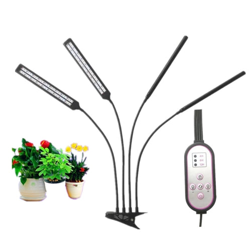 40W Four Heads Double-Row Clip Plant Growth Lamp LED Multi-Meat Flower Melon Fruit Plant Fill Light, Without Power Adapter