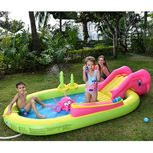 Home Large Cartoon Animal Drama Pool Water Spray Inflatable Swimming Pool Slide Pool(Seabed Animal )