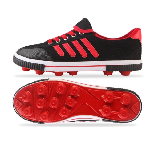 Student Antiskid Football Training Shoes Adult Rubber Spiked Soccer Shoes, Size: 35/225(Black+Red)