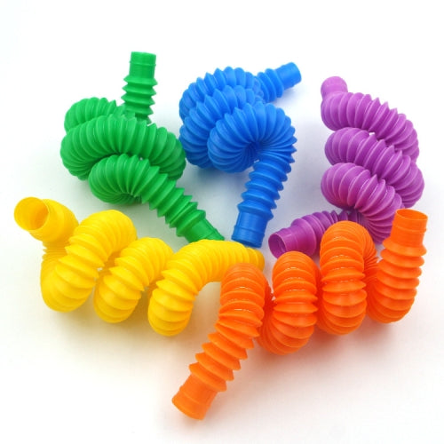 15 PCS Color Stretchable Plastic Pipe Telescopic Bellows Toy Child Reduced Pressure Vent Toy,Random Color Delivery