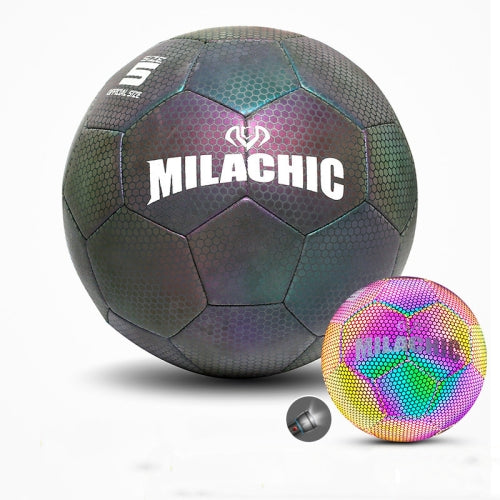 MILACHIC PU Leather Machine Stitch Luminous Fluorescent Reflective Football, Specification: Number 5 (Neon 5032)