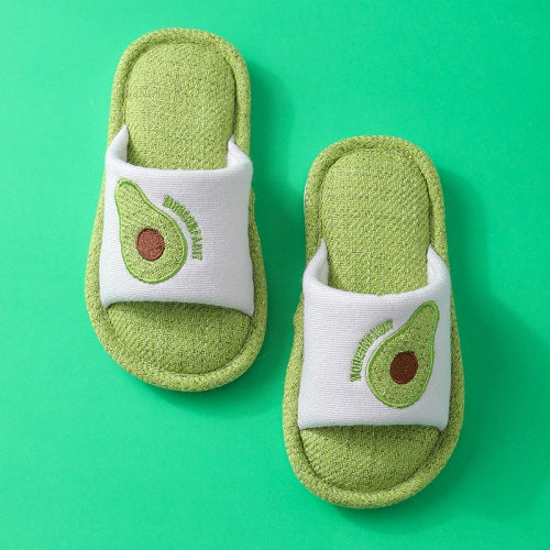 Children Linen Slippers Spring And Autumn Household Room Interior Floor Baby Non-Slip Soft Bottom Slippers, Size: 190 17.5cm Inner Length(Avocado)