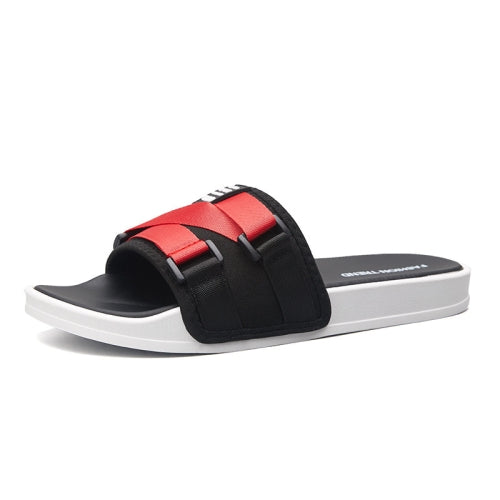 Men Fashion Outdoor Slippers Antiskid Soft Sole Beach Shoes, Size: 42-43(Black Red)