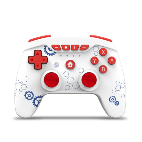 Wireless 6-Axis Gamepad Bluetooth Dual Vibration Controller For Switch Pro, Product color: White Blue Gear + Red Button