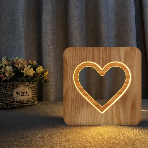 FS-T2158W Romantic Valentine Birthday Gift Wooden Night Light Home Decoration Decoration(Warm White)