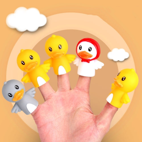 Children Early Education Finger Doll Set Animal Parent-Child Interactive Puppet Toy(KB06 Duck)