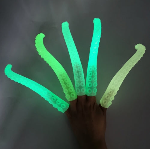 10 PCS TPR Soft Plastic Octopus Tentacles Finger Cover Toys Tricky Prank Finger Puppet, Random Color Delivery(Fluorescent )