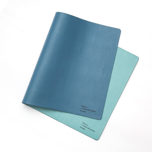 Double-Sided Leather Table Mat Waterproof Enlarged Mouse Keyboard Pad, Pattern: 8203 Dark Blue+Light Blue