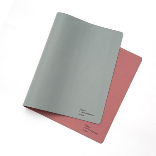 Double-Sided Leather Table Mat Waterproof Enlarged Mouse Keyboard Pad, Pattern: 8203 Gray Blue+Gray Pink