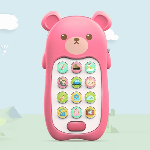 2 PCS Baby Early Education Chinese-English Bilingual Multifunctional Telephone Toy, Colour: Pink Bear