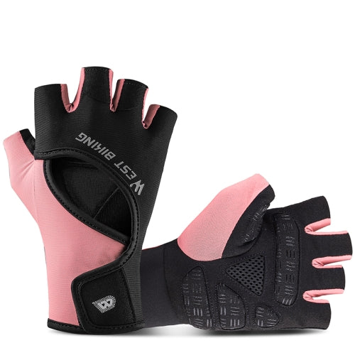 WEST BIKING YP0211217 Cycling Breathable Silicone Palm Gloves Fitness Training Wrist Guard Sports Gloves, Size: L(Black Pink)