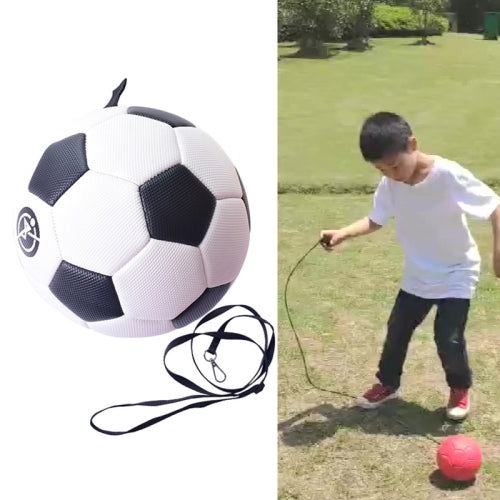 Children Training Football with Detachable Rope (No. 3 Black White)