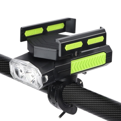 MT-001 5 in 1 Outdoor Cycling Bike Front Light With Emergency Light & Horn Bracket, 2000 mAh (Green Black)