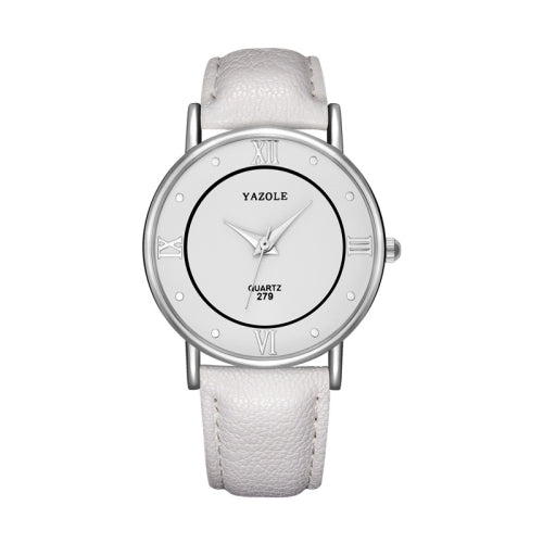 YAZOLE 279 Business Casual Analog Quartz Couple Watch(White Tray White Belt Large)