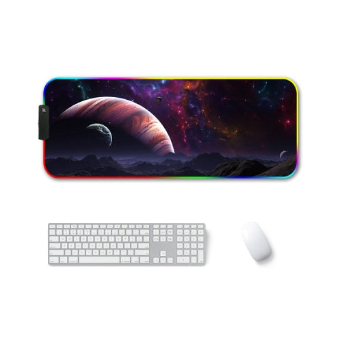 250x350x4mm F-01 Rubber Thermal Transfer RGB Luminous Non-Slip Mouse Pad(Vast Starry Sky)