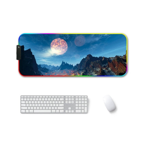 300x350x3mm F-01 Rubber Thermal Transfer RGB Luminous Non-Slip Mouse Pad(Snow Peak)