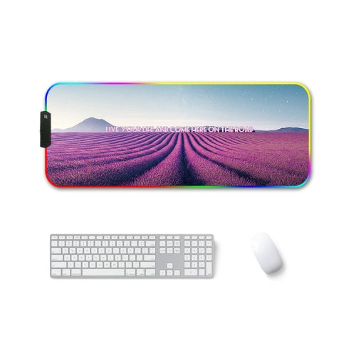 350x900x3mm F-01 Rubber Thermal Transfer RGB Luminous Non-Slip Mouse Pad(Lavender)