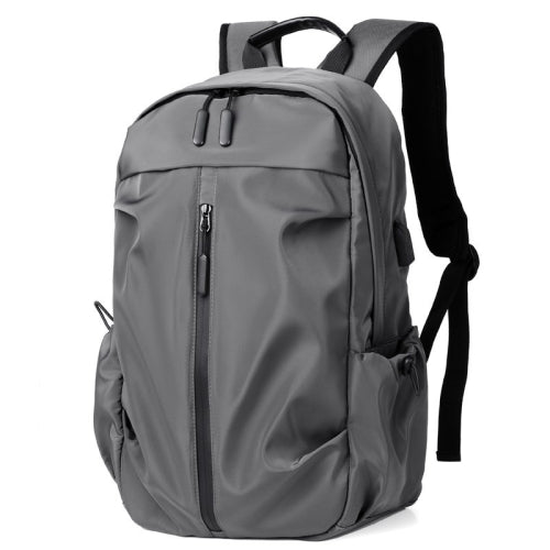 Men Oxford Backpack Business Computer Bag with External USB Port(Light Grey)