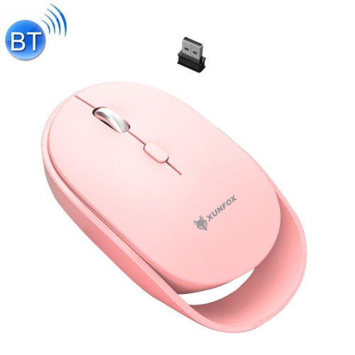 XUNSVFOX XYH60 1600 DPI 6-keys Charge Mute Wireless Mice, Colour: 2.4G+Bluetooth Pink