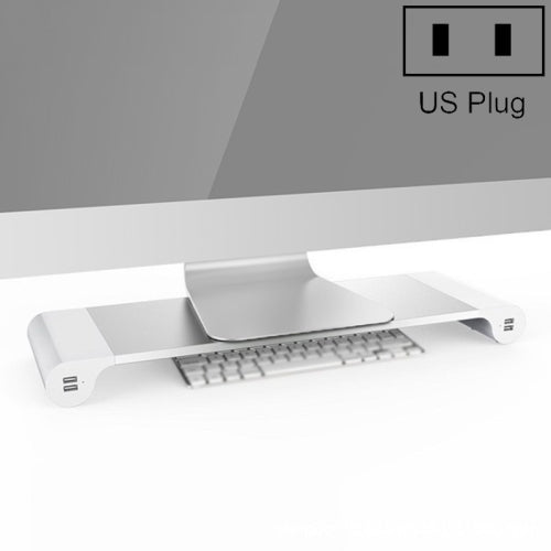 A0.1 Aluminum Computer Display Bracket Multi USB Charging Computer Increase Base, Colour: US Plug